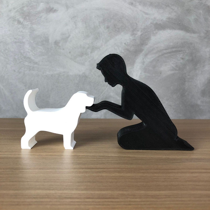 Boy and his Beagle 3D Print Model .c4d .max .obj .3ds .fbx .stl .blend