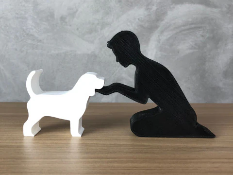 소년과 그의 비글 3D 프린트 모델