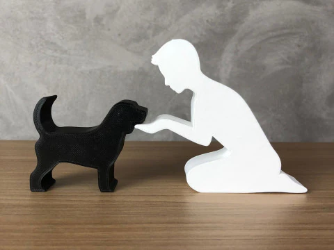 Boy and his Beagle 3D Print Model