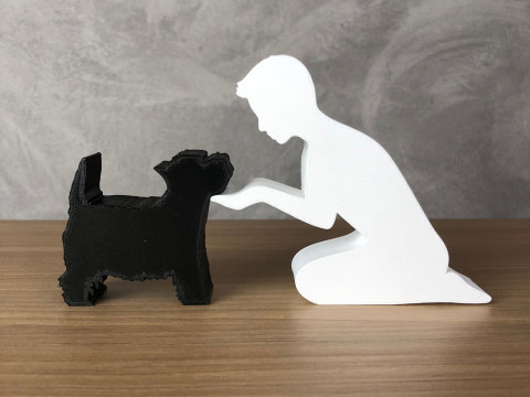 Boy and his Yorkshire 3Dプリントモデル