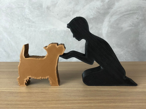 Boy and his Yorkshire 3Dプリントモデル