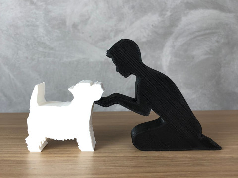 Boy and his Yorkshire 3Dプリントモデル