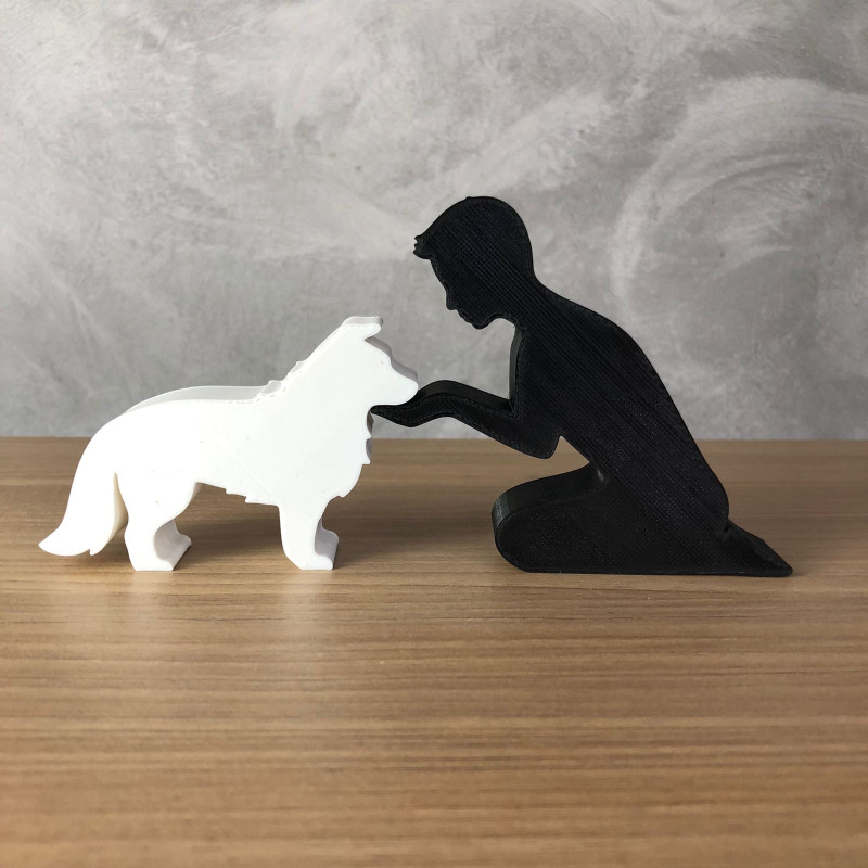 Boy and his Border Collie 3D Print Model .c4d .max .obj .3ds .fbx .stl .blend 