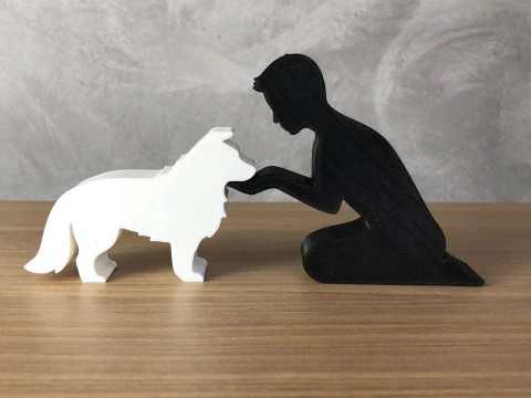Boy and his Border Collie 3D Print Model