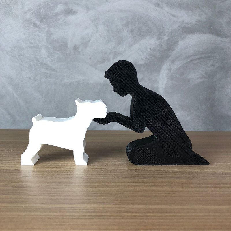 Boy and his Schnauzer 3D 프린트 모델 .c4d .max .obj .3ds .fbx .stl .blend 