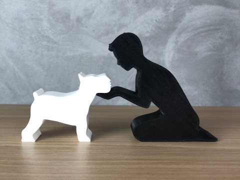 Boy and his Schnauzer 3Dプリントモデル