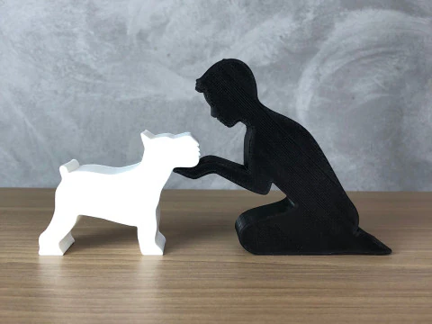 Boy and his Schnauzer 3D Print Model