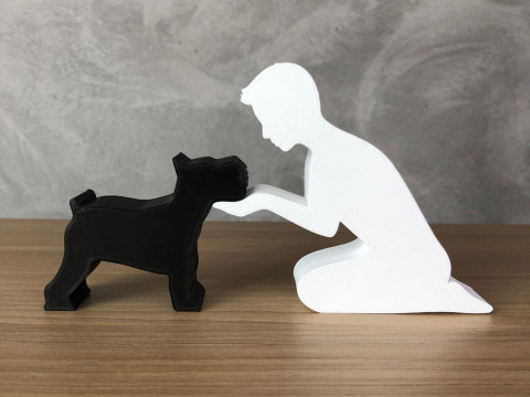 Boy and his Schnauzer 3D 프린트 모델