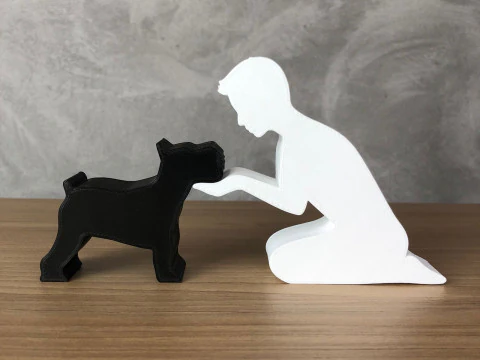 Boy and his Schnauzer 3D Print Model