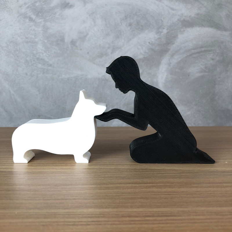 Boy and his Corgi 3D प्रिंट मॉडल .c4d .max .obj .3ds .fbx .stl .blend 