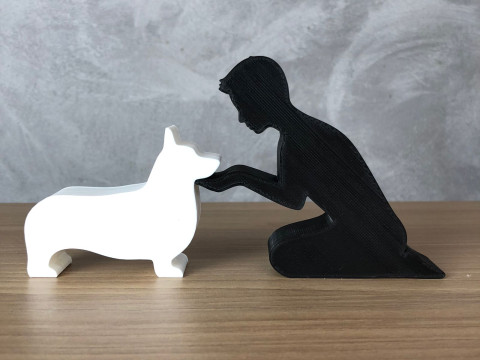 Boy and his Corgi 3D Print Model