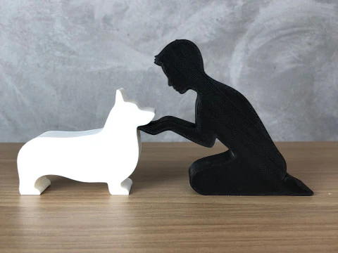 Boy and his Corgi 3D Print Model