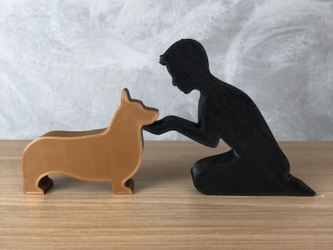 Boy and his Corgi 3D प्रिंट मॉडल
