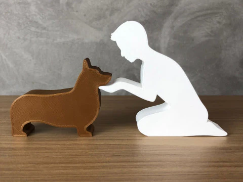 Boy and his Corgi 3D Print Model