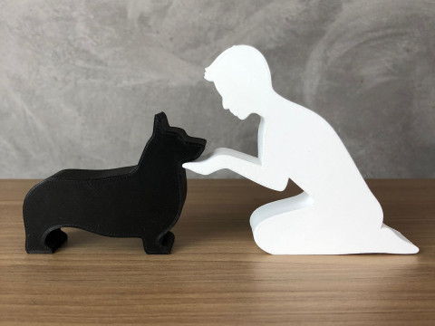 Boy and his Corgi 3D प्रिंट मॉडल