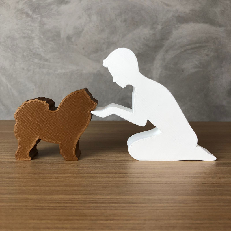 Boy and his Chow Chow Modelo de Impressão 3D .c4d .max .obj .3ds .fbx .stl .blend 