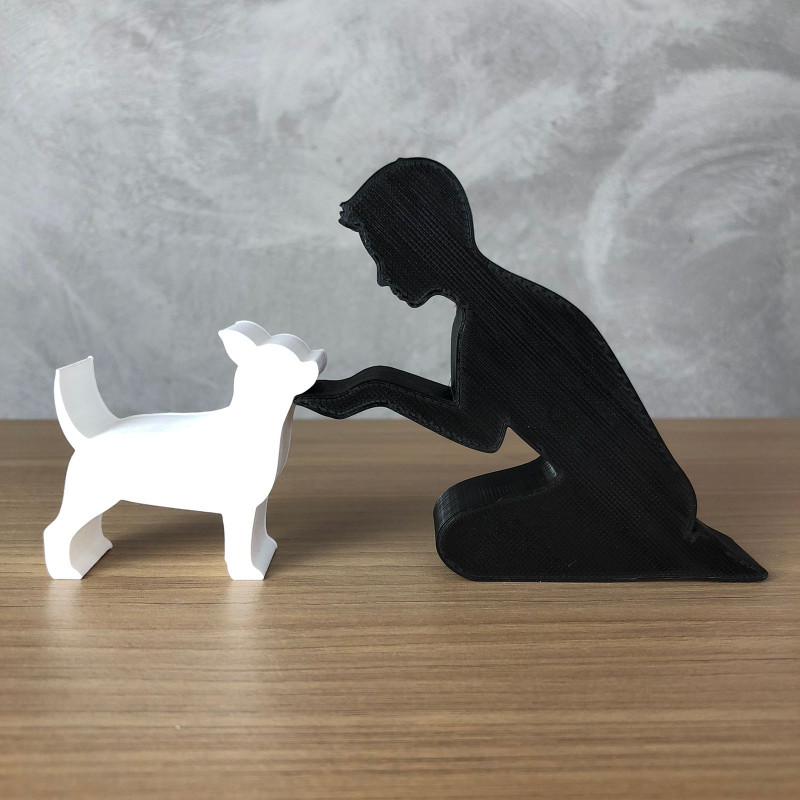 Boy and his Chihuahua 3D Print Model .c4d .max .obj .3ds .fbx .stl .blend 