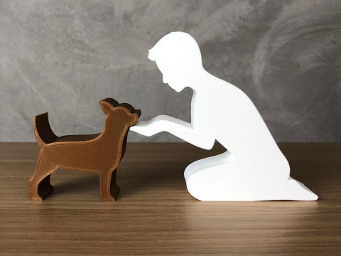 Boy and his Chihuahua 3D Print Model