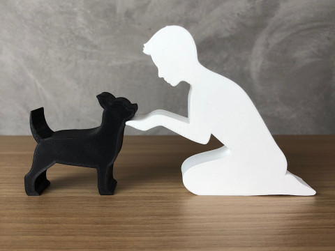 Boy and his Chihuahua 3D Print Model