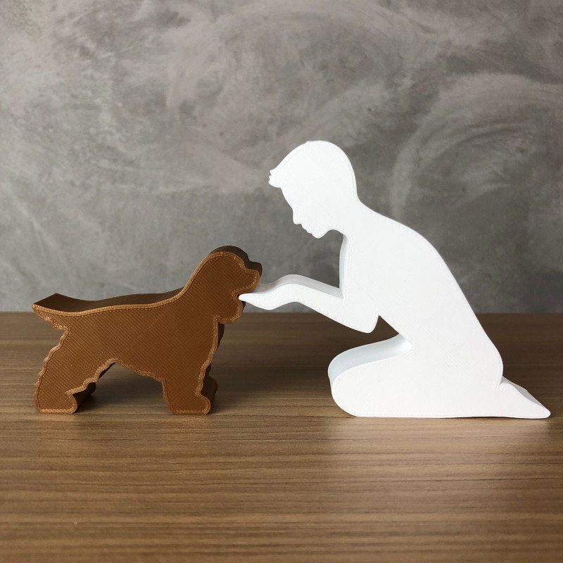 Boy and his Cocker Spaniel 3D Druckmodell .c4d .max .obj .3ds .fbx .stl .blend 