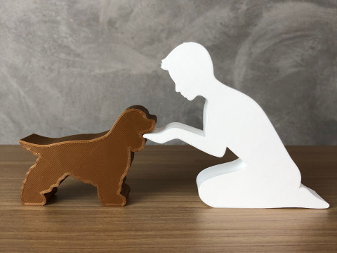 Boy and his Cocker Spaniel Modelo de Impressão 3D