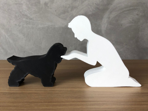 Boy and his Cocker Spaniel 3D Druckmodell
