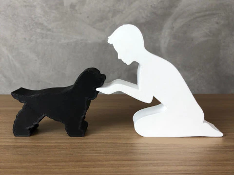Boy and his Cocker Spaniel 3D Print Model