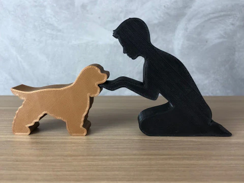 Boy and his Cocker Spaniel 3D Print Model