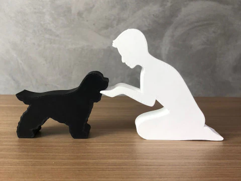 Boy and his Cocker Spaniel 3D Print Model