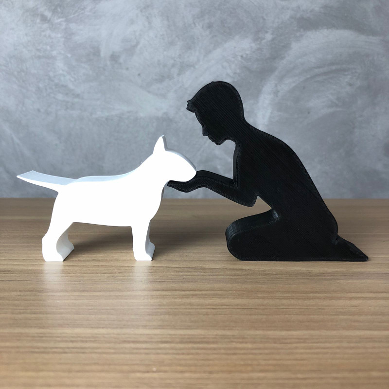 Boy and his Bull Terrier Modelo de Impressão 3D .c4d .max .obj .3ds .fbx .stl .blend 