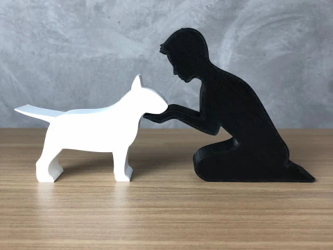 Boy and his Bull Terrier 3D Print Model