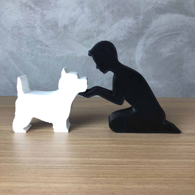 Boy and his West Terrier Modello di stampa 3D .c4d .max .obj .3ds .fbx .stl .blend 