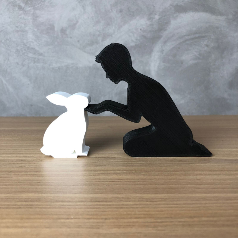 Boy and his Rabbit Modelo de Impressão 3D .c4d .max .obj .3ds .fbx .stl .blend