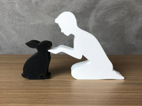 Boy and his Rabbit 3D Print Model