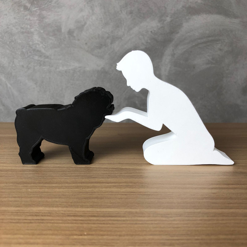 Boy and his English Bulldog Modelo de Impressão 3D .c4d .max .obj .3ds .fbx .stl .blend 
