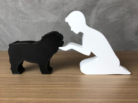 Boy and his English Bulldog 3Dプリントモデル