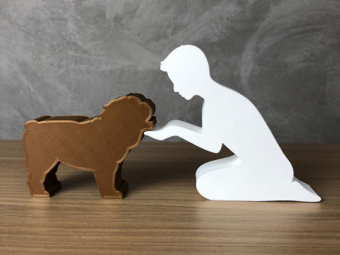 Boy and his English Bulldog Modelo de Impressão 3D