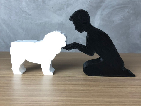 Boy and his English Bulldog Modelo de Impressão 3D