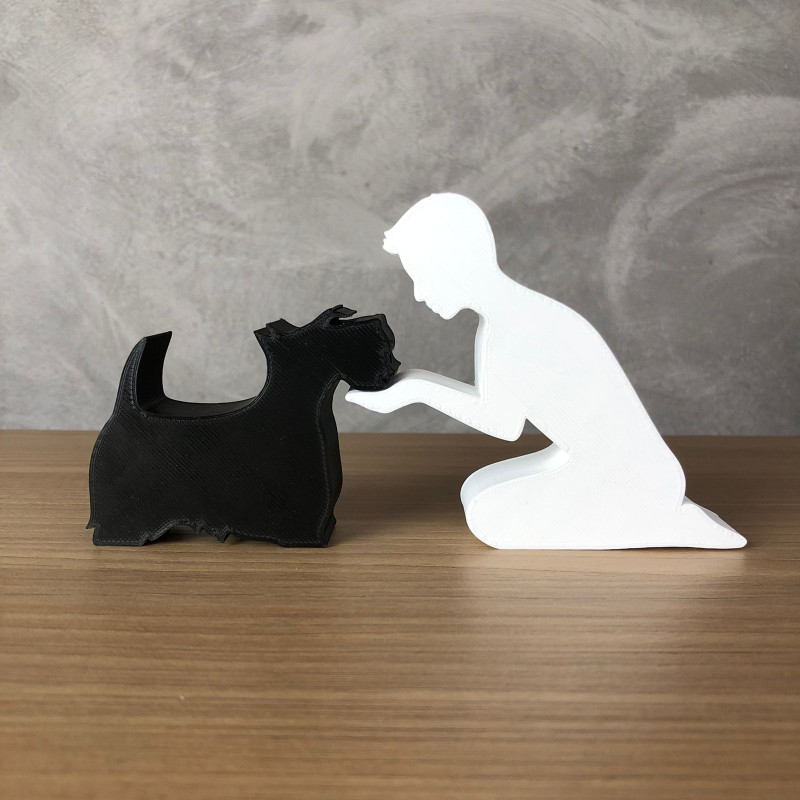 Boy and his scottish terrier 3D Print Model .c4d .max .obj .3ds .fbx .stl .blend 