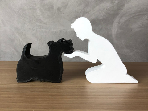 Boy and his scottish terrier 3D 프린트 모델