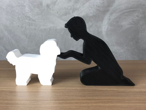 Boy and his Shih Tzu 3Dプリントモデル