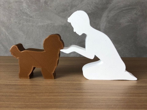 Boy and his Shih Tzu 3Dプリントモデル