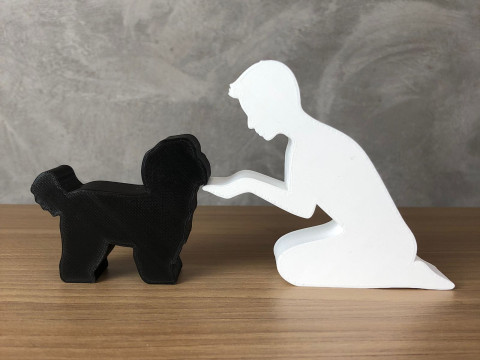 Boy and his Shih Tzu 3Dプリントモデル