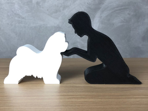 Boy and his Shih Tzu 3Dプリントモデル
