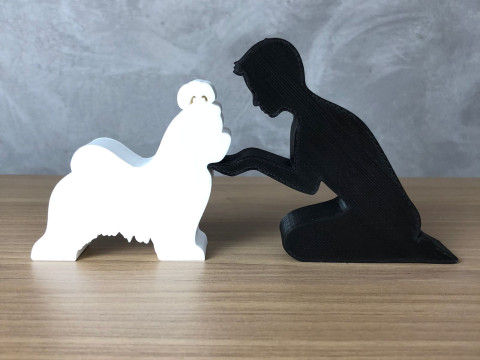 Boy and his Shih Tzu 3Dプリントモデル