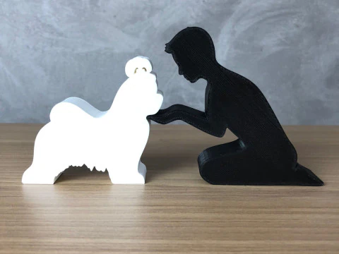 Boy and his Shih Tzu 3D Print Model