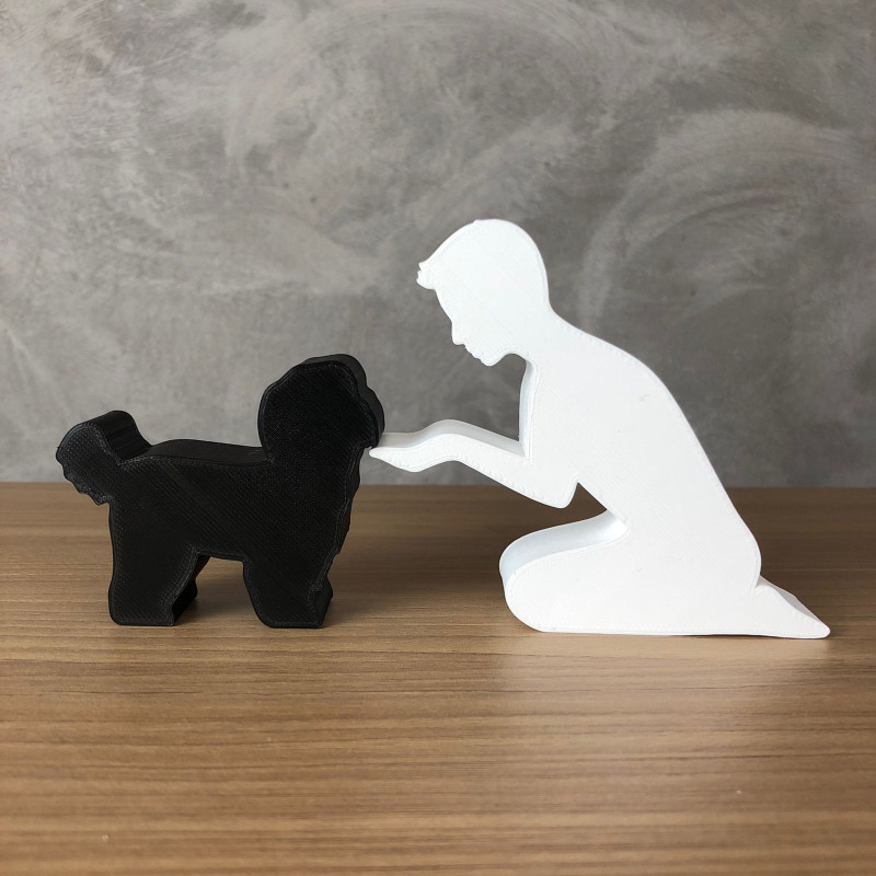 Boy and his Maltese 3D Print Model .c4d .max .obj .3ds .fbx .stl .blend 