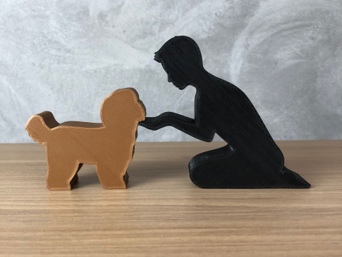 Boy and his Lhasa Apso 3D-Druckmodell