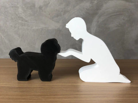 Boy and his Lhasa Apso 3D Print Model