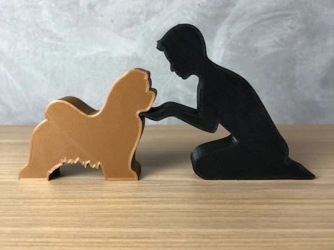 Boy and his Lhasa Apso 3D Print Model